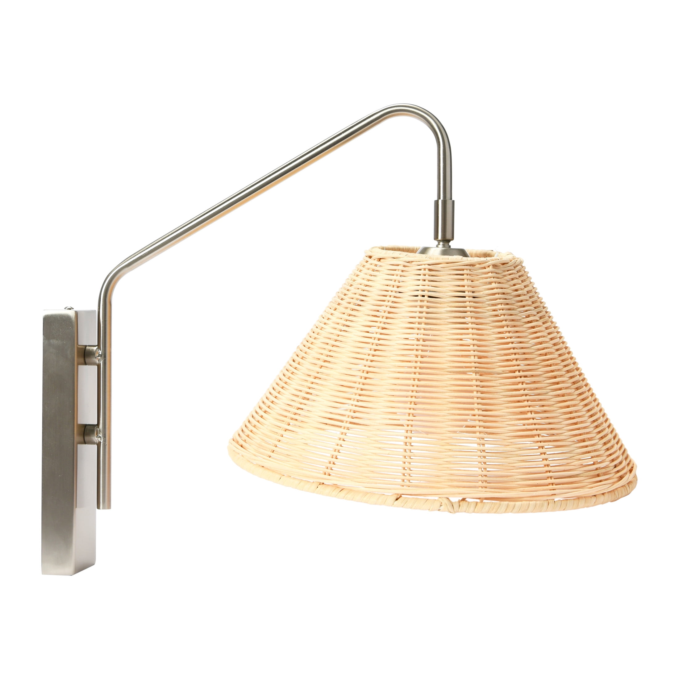 Coastal Nickel Wall Sconce with Natural Rattan Shade