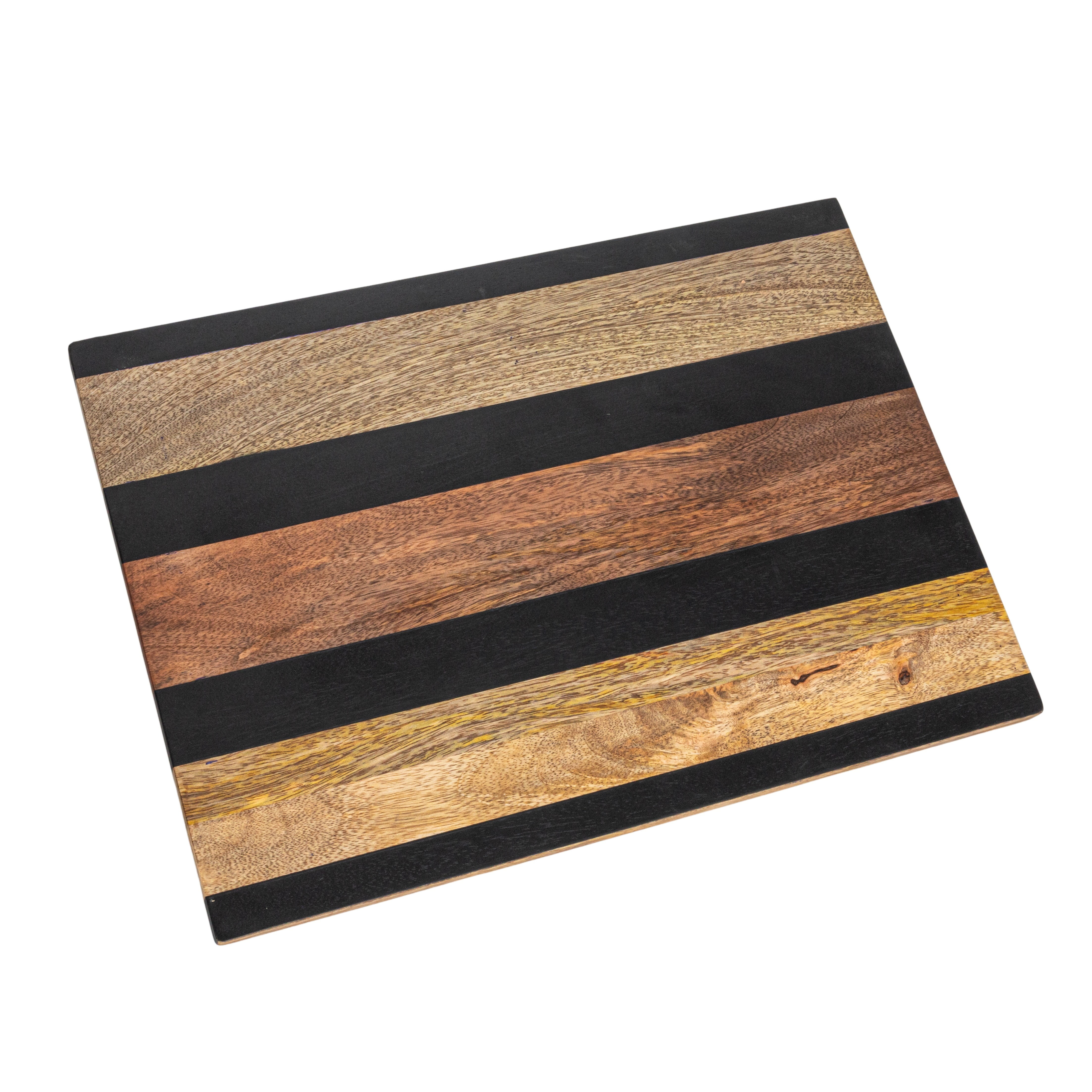 Natural and Black Mango Wood Rectangular Cheese and Cutting Board