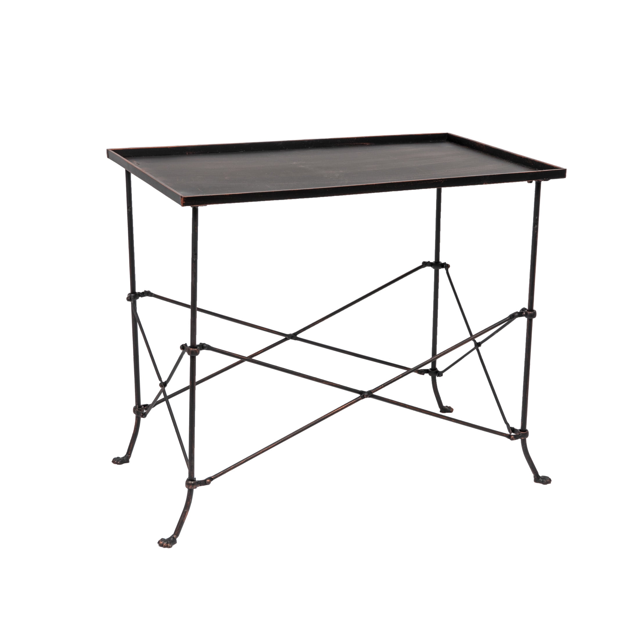Elegant Bronze-Finish Metal Console Table with Storage Tray, 31.5"