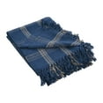 thumbnail image 1 of Creative Co-Op Recycled Cotton Blend Throw Blanket with Fringe, Blue Plaid, 1 of 5