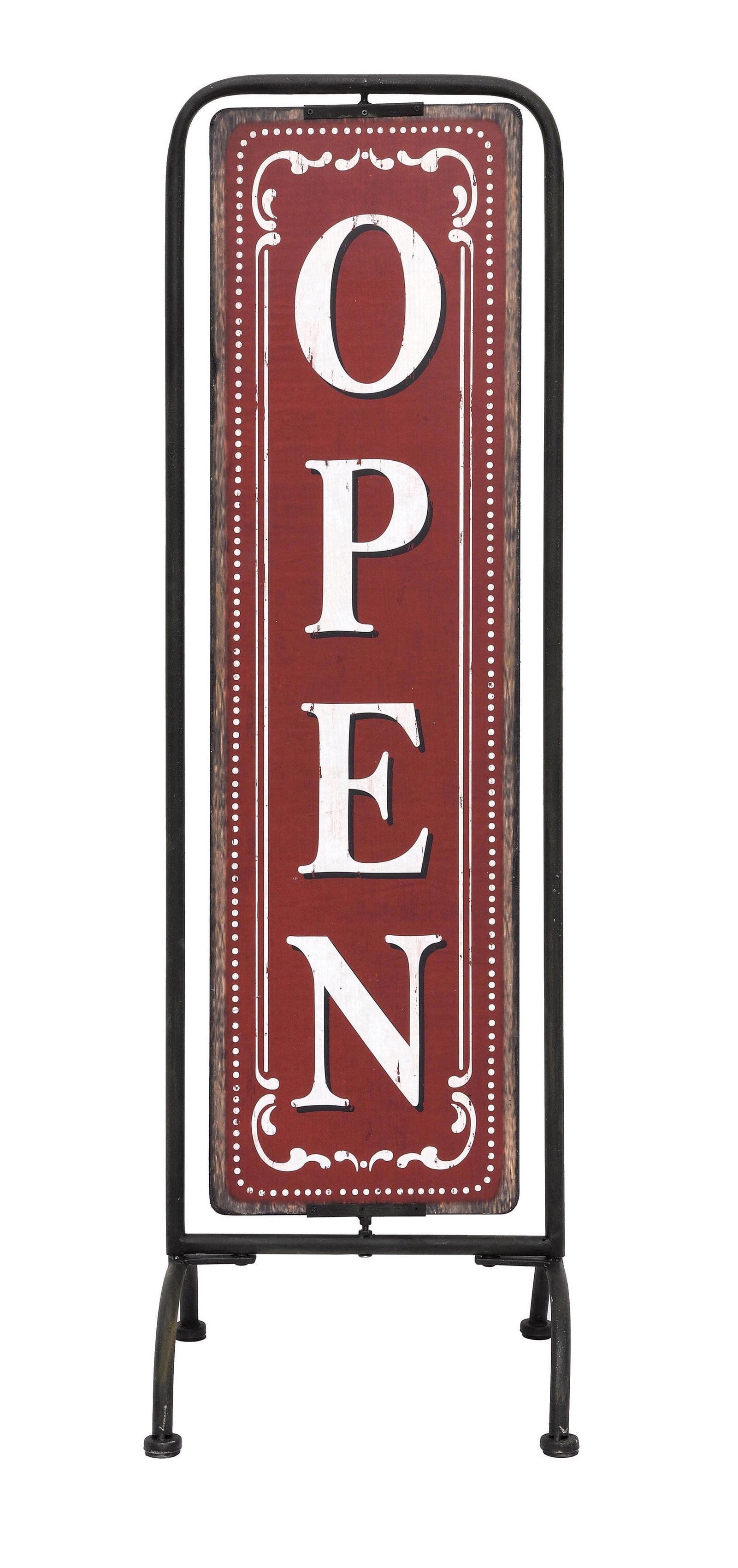 Red and White Metal Framed Open/Closed Sign