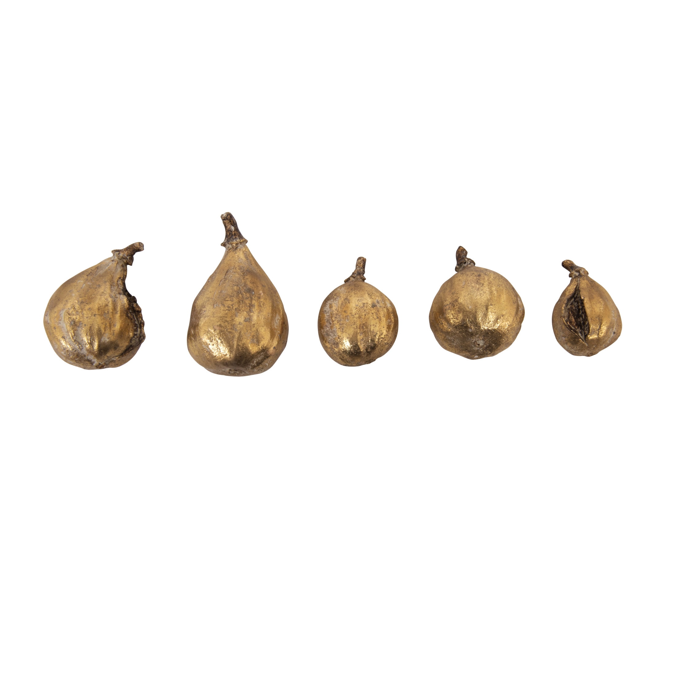 Antique Gold Resin Figs Set of 5 Decorative Pieces