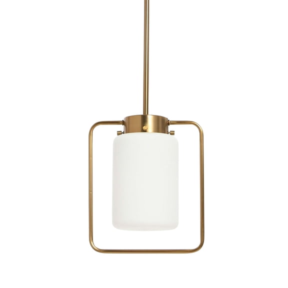 Creative Co-Op Robert Stevenson Lighting Ezra - Metal and Frosted Glass Convertible Flush Mount/Pendant Ceiling Light, Brushed Brass
