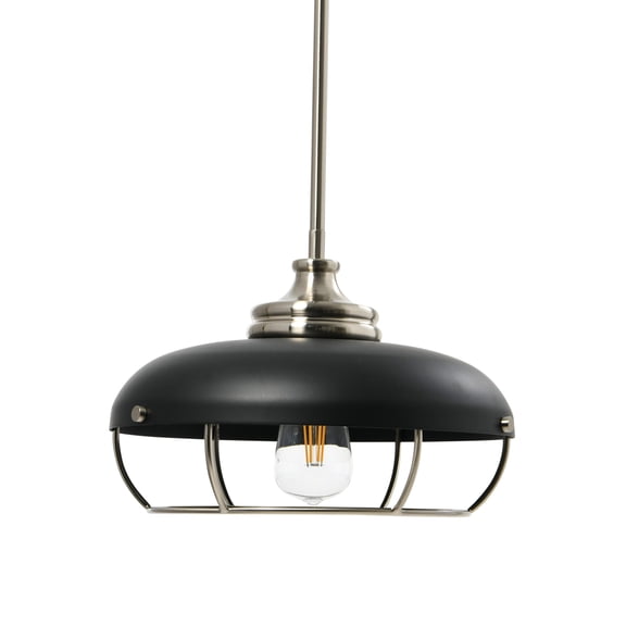 Creative Co-Op Robert Stevenson Lighting Presley - Caged Dome Metal Ceiling Light, Brushed Nickel and Matte Black