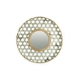 thumbnail image 1 of Creative Co-Op Round 2 Tone Lattice Metal Framed Wall Mirror, Wood and Galvanized Finish, 1 of 6