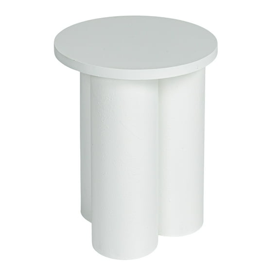 Creative Co-Op Round 3-Column End Table, White