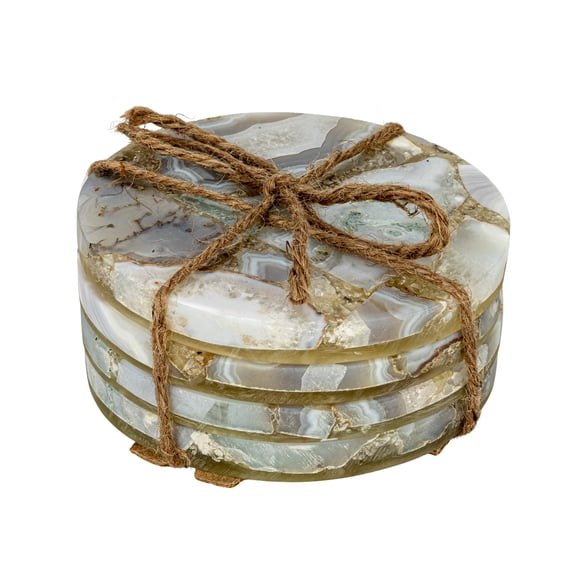 Creative Co-Op Round Agate Coasters, Multicolor, Set of 4