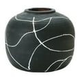 thumbnail image 1 of Creative Co-Op Round Decorative Terra-cotta Vase with Hand-painted Intersecting Lines, Black and White, 1 of 7