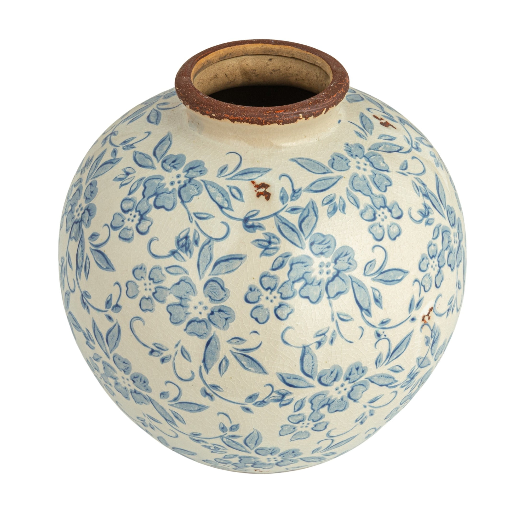 Blue and White Floral Ceramic Table Vase