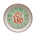 thumbnail image 1 of Creative Co-Op Round Enameled Tray with Red Rim "Wishing Joy And Happiness" Message, Multicolor, 1 of 1