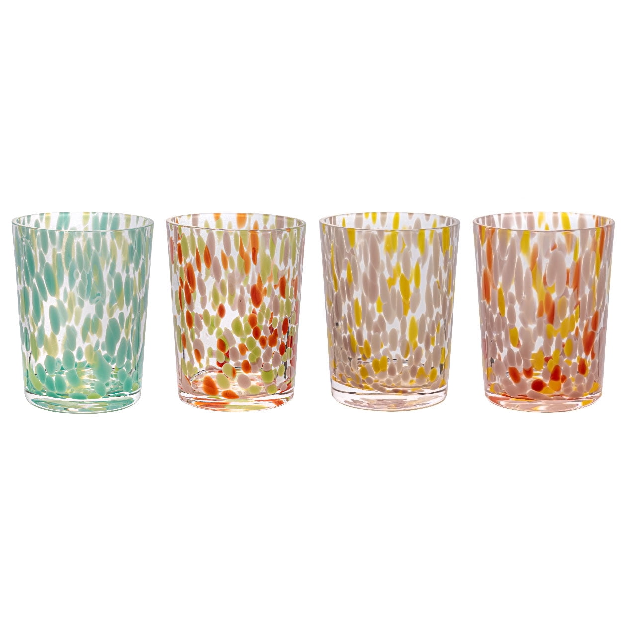 Colorful Multicolor Glass Drinking Glasses Set of 4