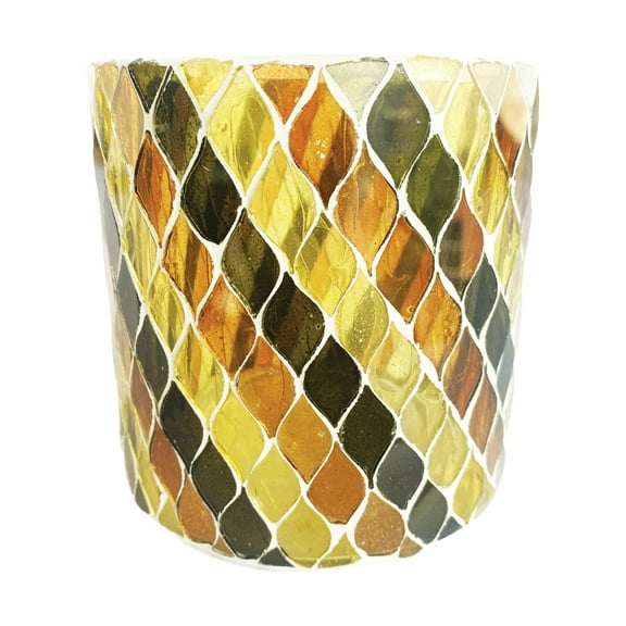 Creative Co-Op Round Glass Mosaic Votive Candleholder, Multicolor