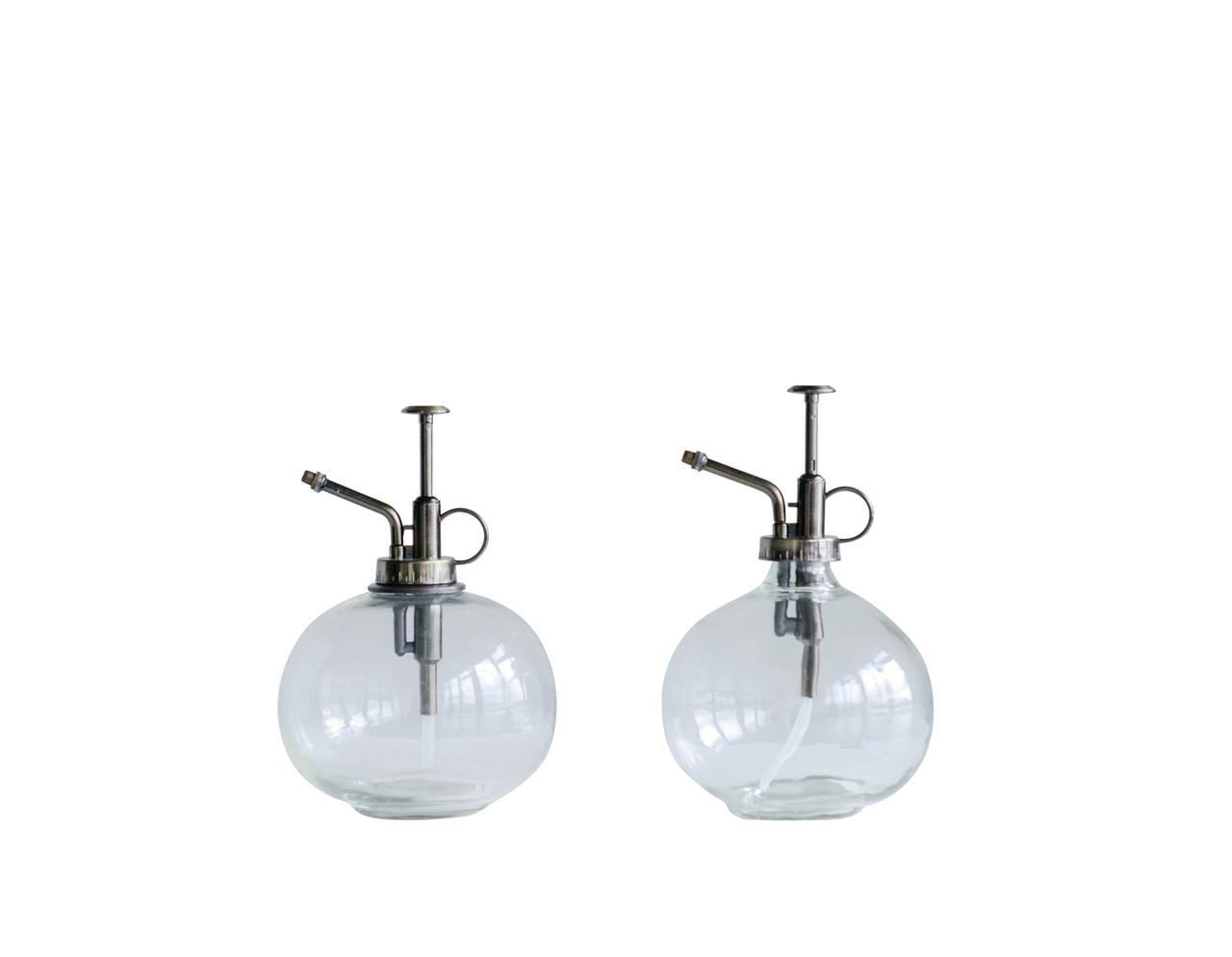 Clear Glass Plant Mister with Silver Metal Top