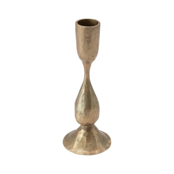 Creative Co-Op Round Hand-Forged Metal Taper Holder, Antique Brass Finish
