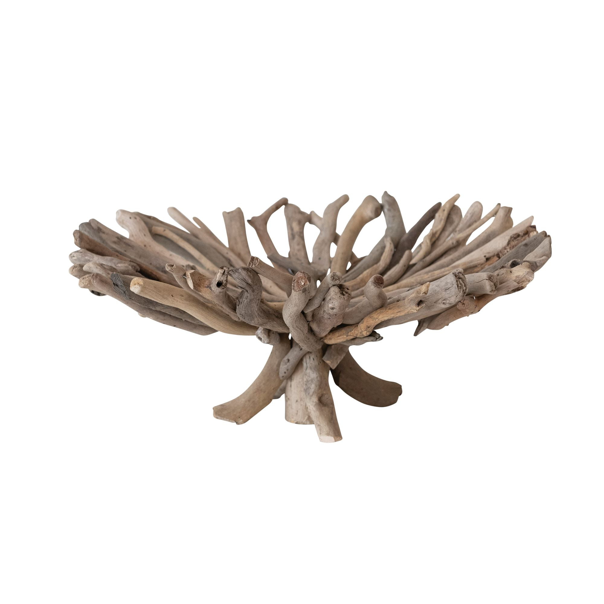 Handmade Driftwood Round Footed Tray in Natural Finish