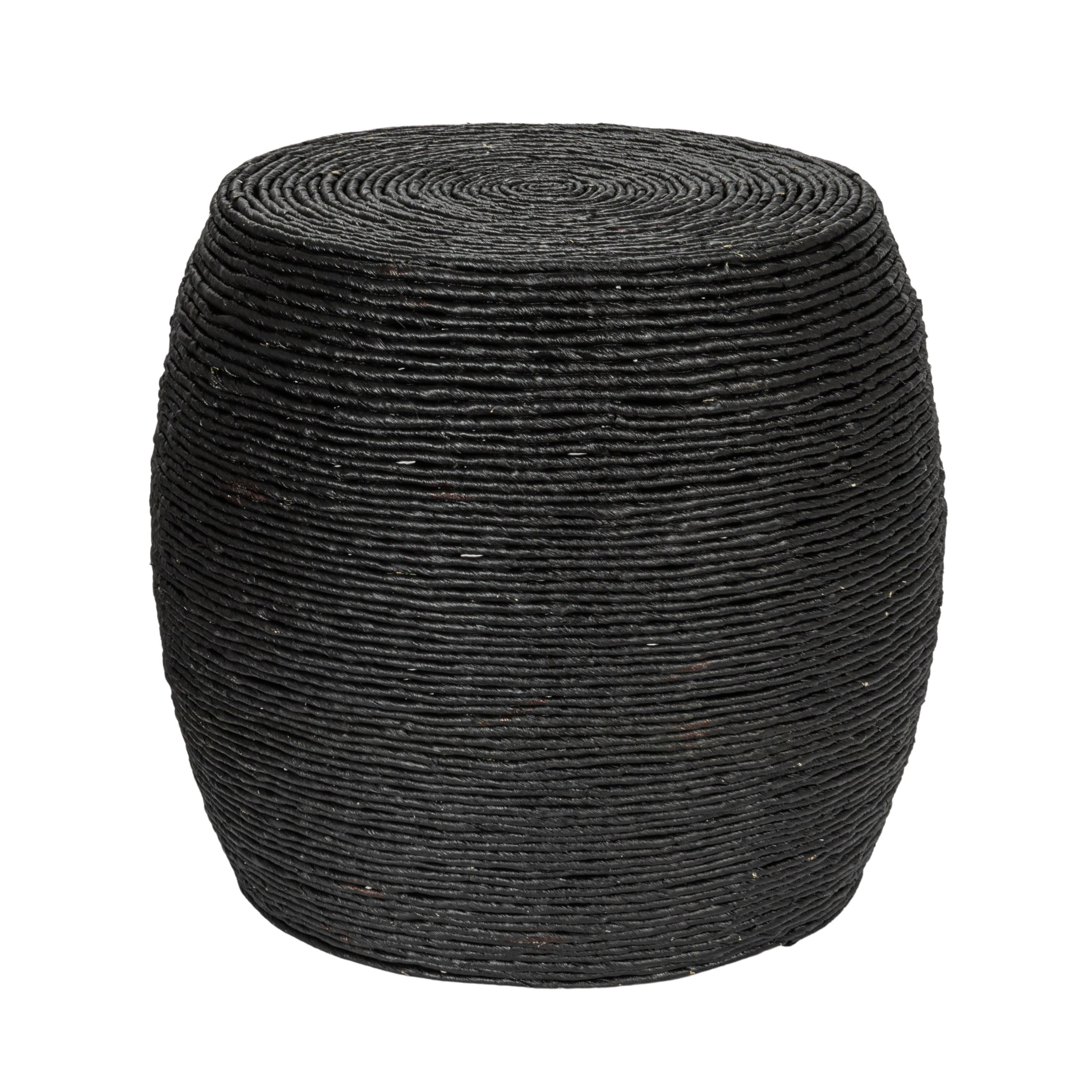 Creative Co-Op Round Handwoven Corn Rope Barrel Side Table, Black ...