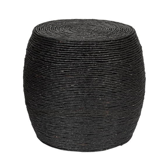 Creative Co-Op Round Handwoven Corn Rope Barrel Side Table, Black