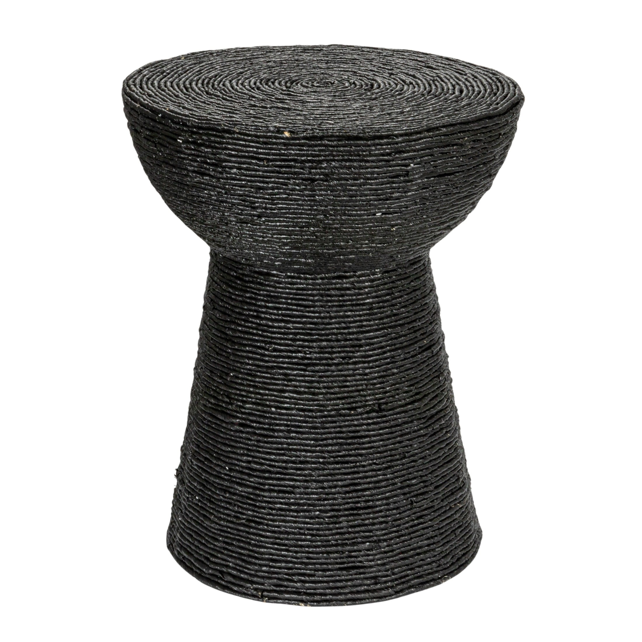 Creative Co-Op Handwoven Corn Rope Side Table, Black, Sturdy Wood Frame ...