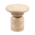 thumbnail image 1 of Creative Co-Op Round Mango Wood Accent Table with Stacked End Grain Base, Whitewashed Finish, 1 of 2
