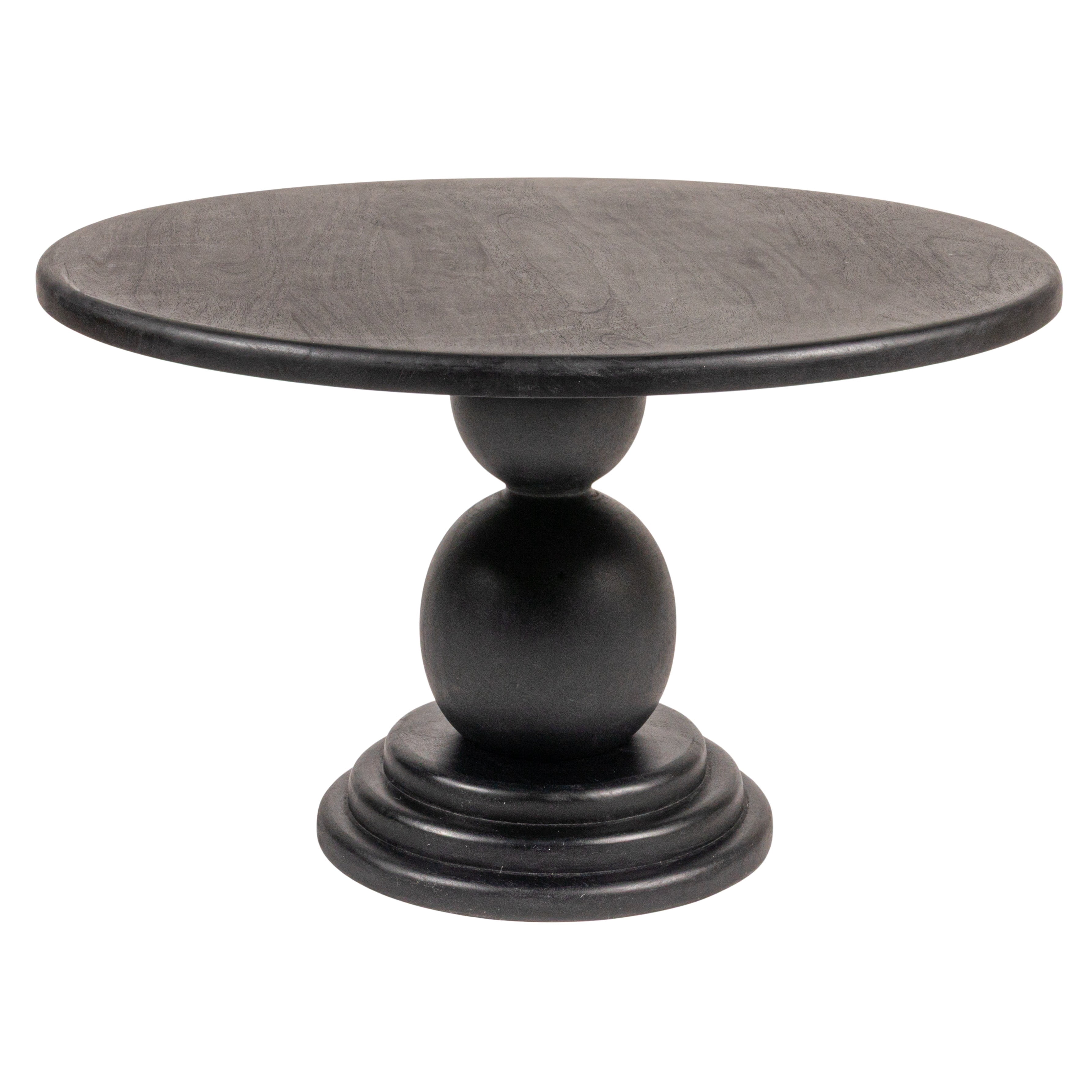 Creative Co-Op Round Mango Wood Bulbed Pedestal Coffee Table, Black ...