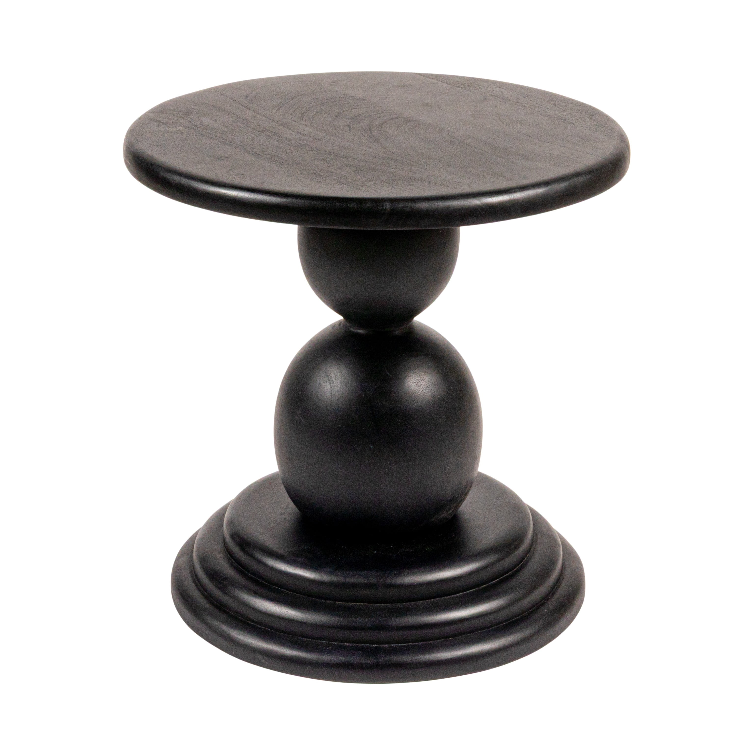 Creative Co-Op Round Mango Wood Bulbed Pedestal End Table, Black ...