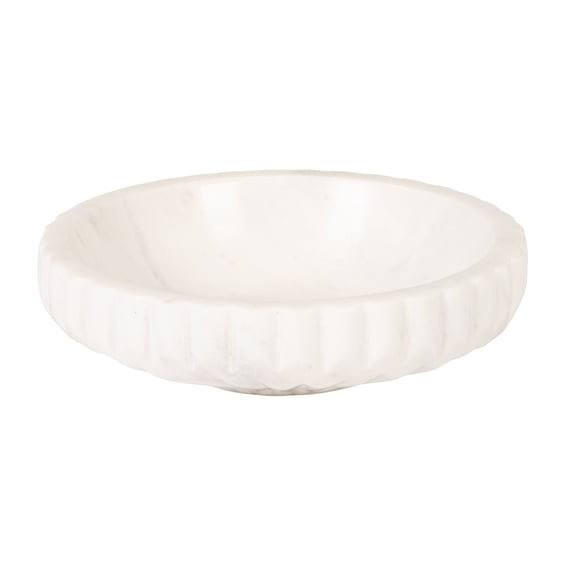 Creative Co-Op Round Marble Bowl, White