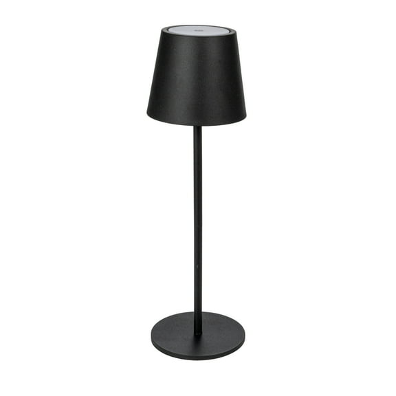 Creative Co-Op Round Metal LED Rechargeable Table Lamp, Black