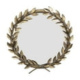 thumbnail image 1 of Creative Co-Op Round Metal Laurel Wreath Round Wall Mirror, Gold, 1 of 8