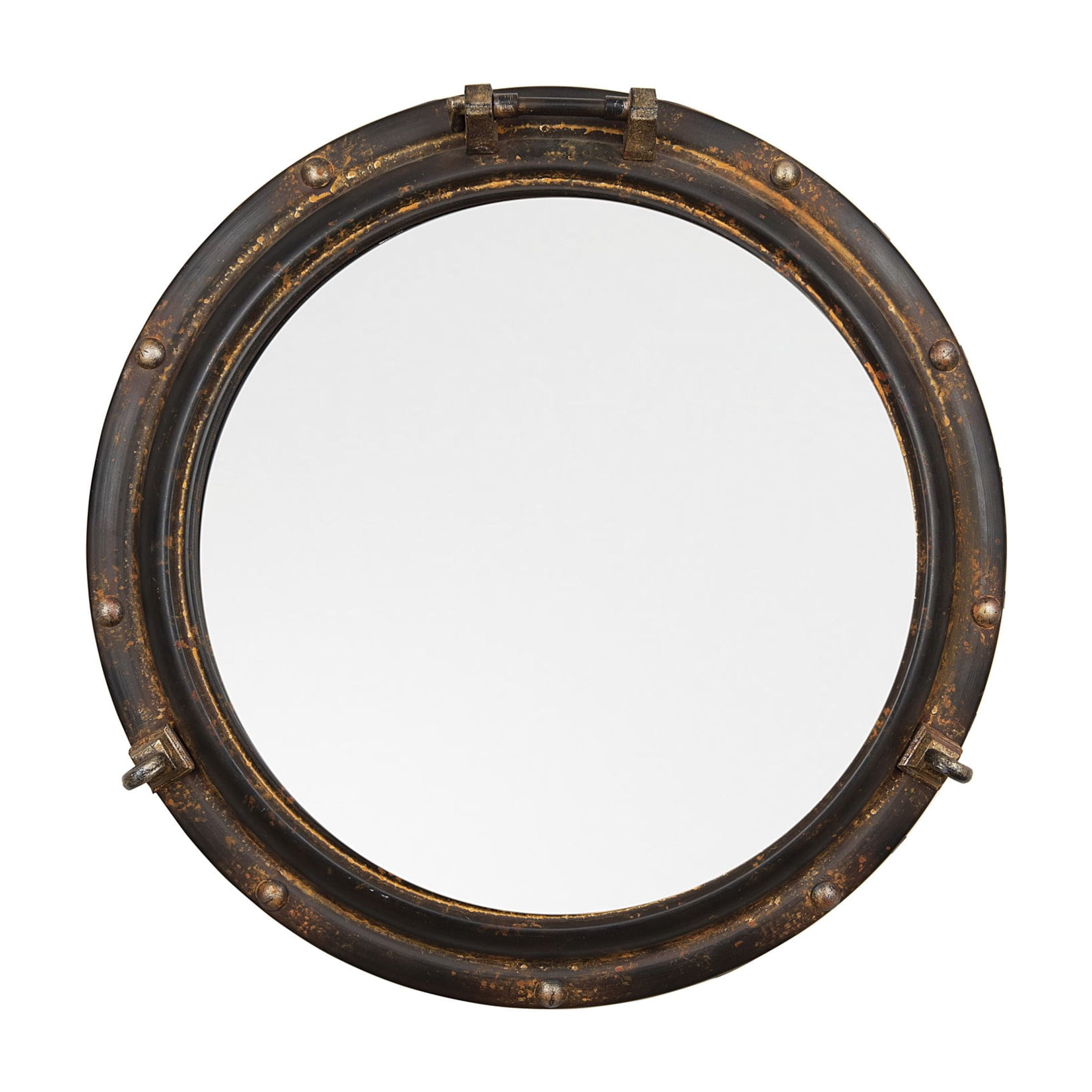 Nautical Charm Round Leather & Wood Porthole Mirror for Kids