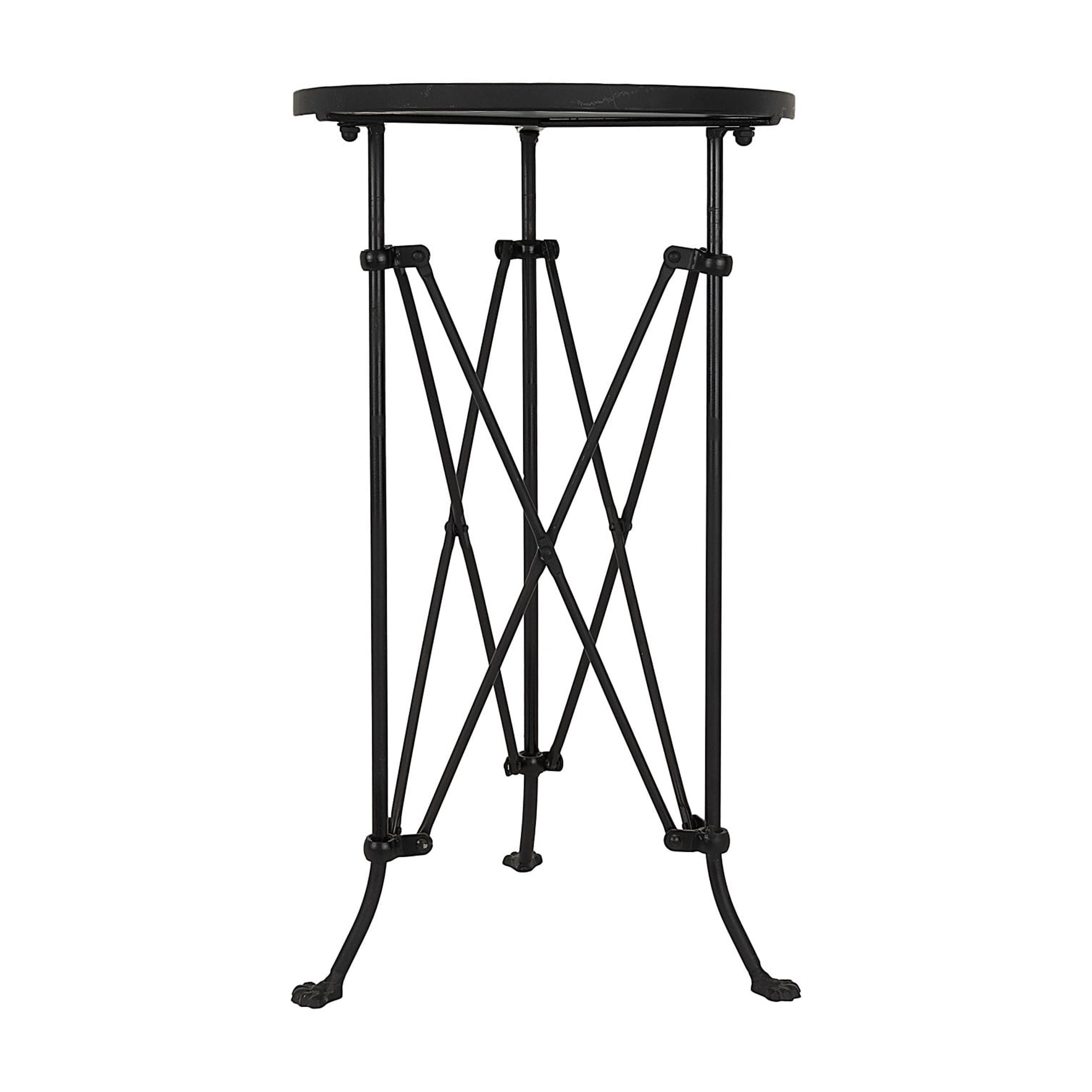 Black Round Metal Side Table with Claw Feet