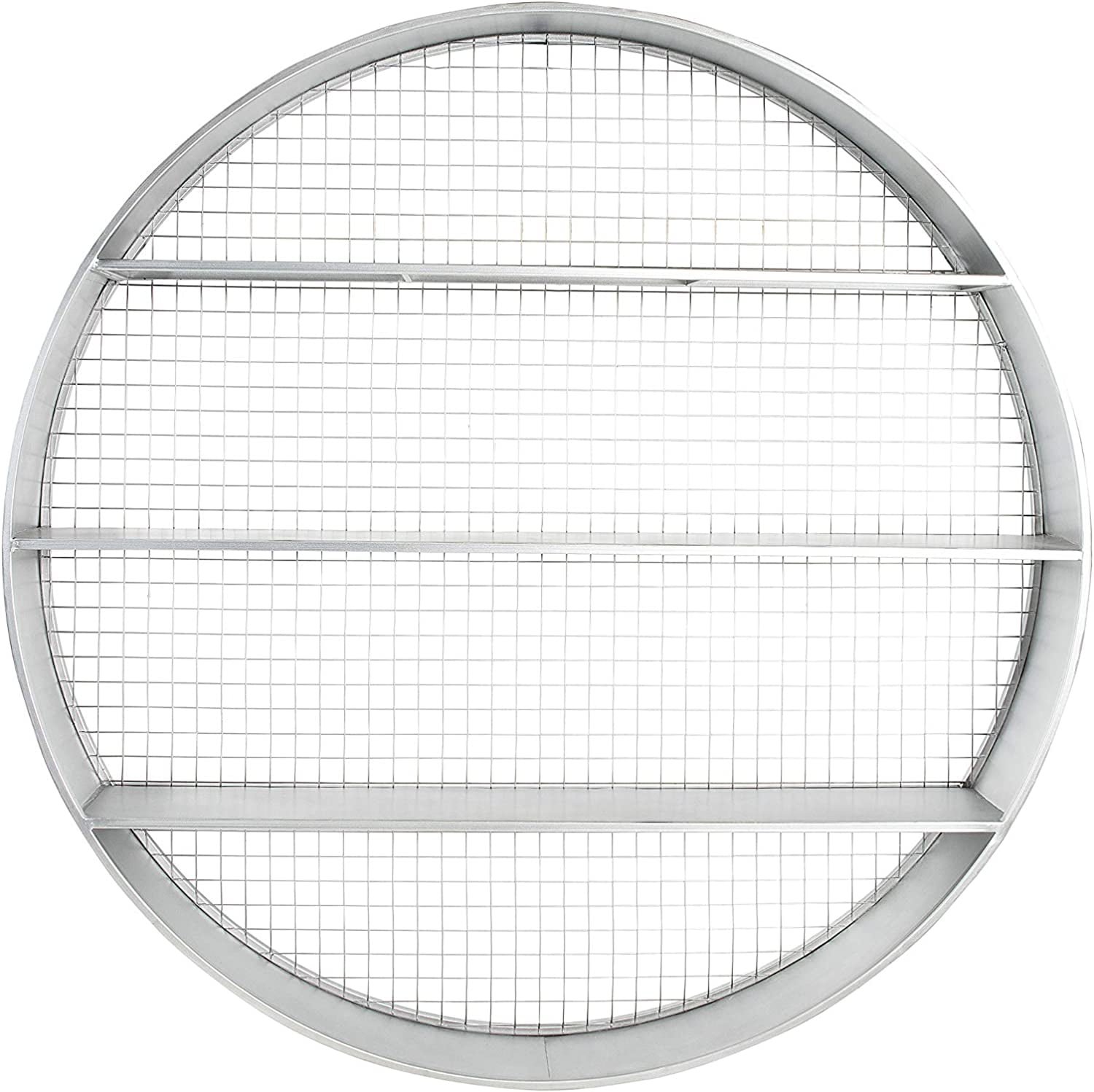 Modern Farmhouse 41" Round Metal Wall Shelf with Chicken Wire Back