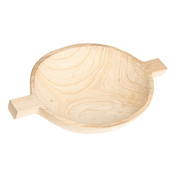 Creative Co-Op Round Paulownia Wood Decorative Tray, Natural