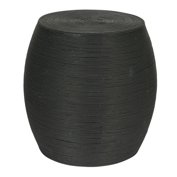 Creative Co-Op Round Rattan Barrel Side Table, Black
