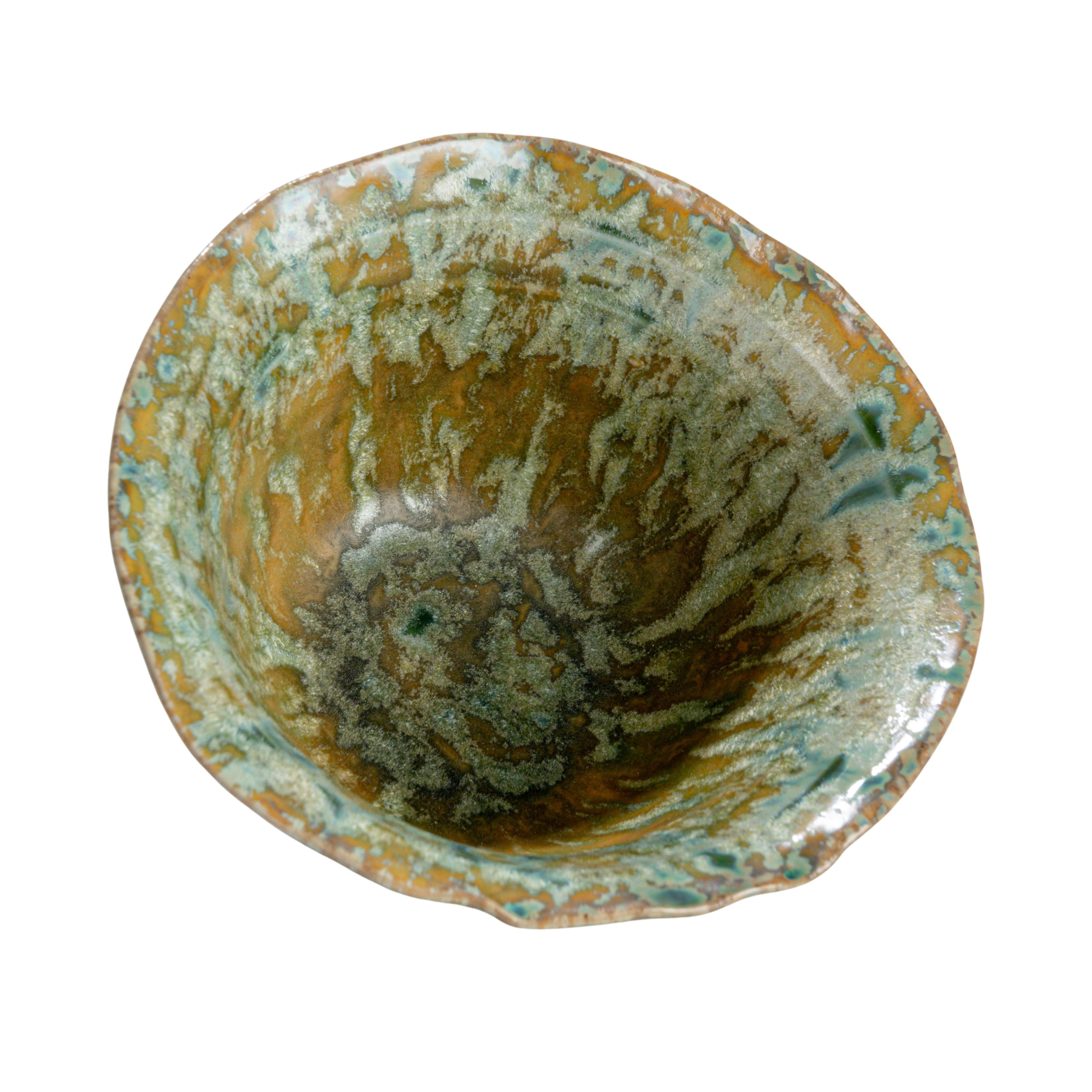 Creative Co-Op Stoneware Serving Bowl Set – Hand-Painted Stripes, Set Of 3, 9.75\" X 2\", Tan, Black & Blue