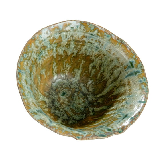 Creative Co-Op Round Stoneware Bowl with Reactive Crackle Glaze, Teal, Set of 4