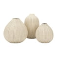 thumbnail image 1 of Creative Co-Op Round Stoneware Vases with Polka Dot Finish, White and Black, Set of 3, 1 of 9