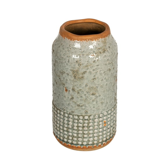 Creative Co-Op Round Terra-cotta Hobnail Planter Vase with Heavily Distressed Finish, Grey