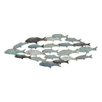 Creative Co-Op Rubber Wood School of Fish Wall Décor, Distressed Turquoise and White