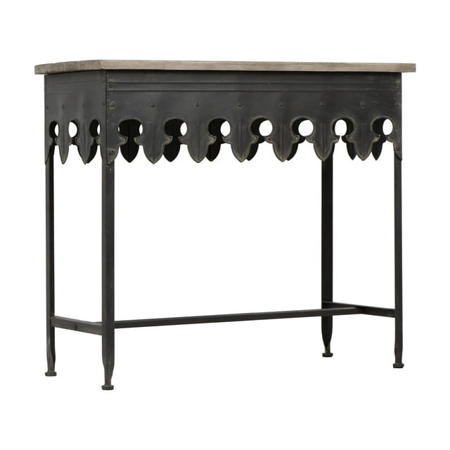 Creative CoOp Rustic Farmhouse Metal Console Table with Solid Wood Top