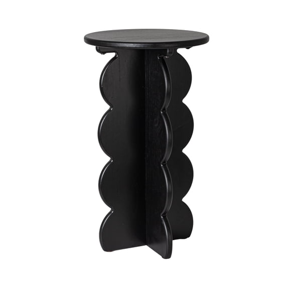 Creative Co-Op Scalloped Edge Accent Table in Matte Black Finish