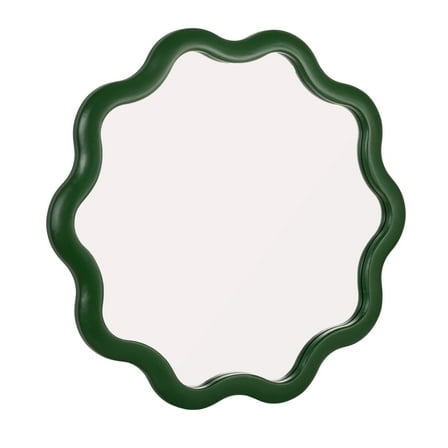 Creative Co-Op Scalloped Wood Wavy Wall Mirror, Green