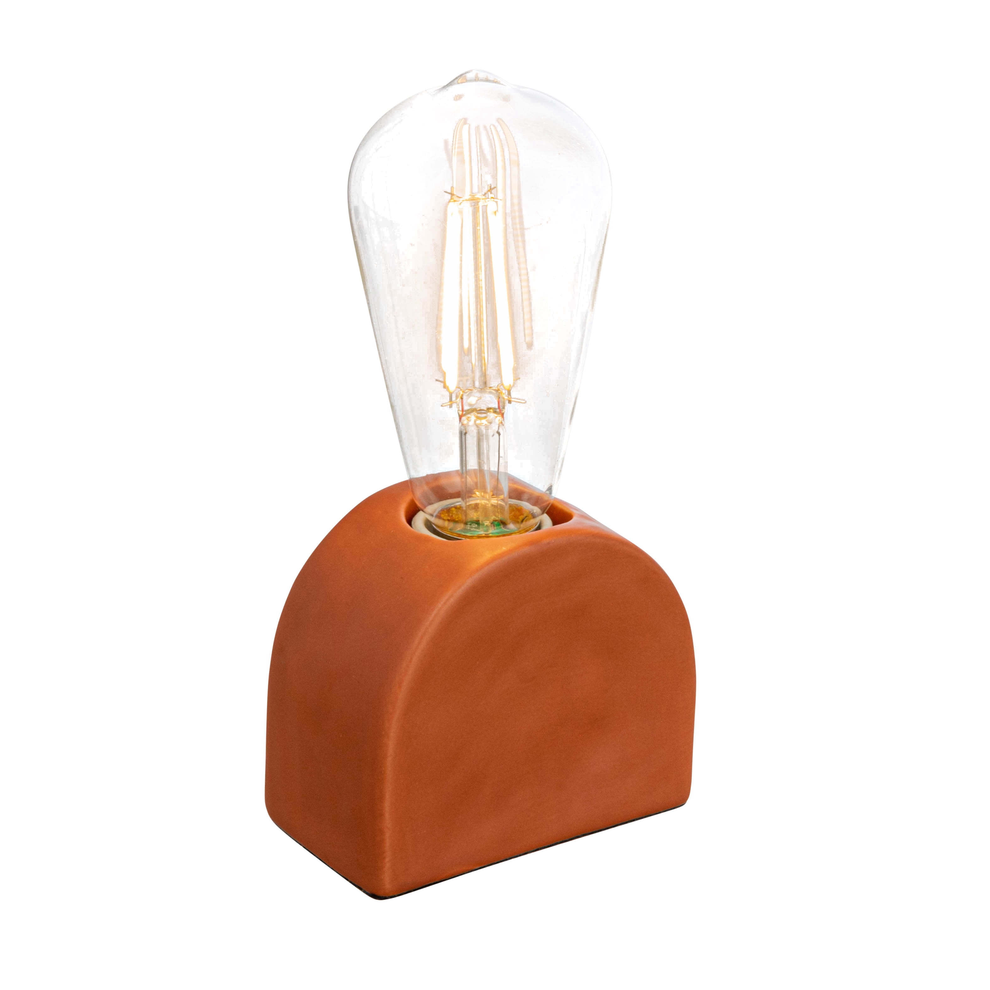 Terracotta Edison Bulb Table Lamp with Sculptural Base