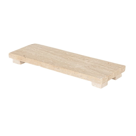 Creative Co-Op Scandinavian Travertine Footed Charcuterie Board, Beige