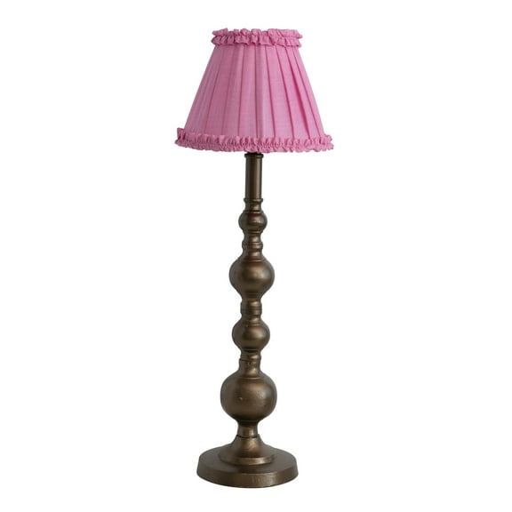 Creative Co-Op Sculptural Metal Table Lamp with Pleated Shade, Brass and Pink