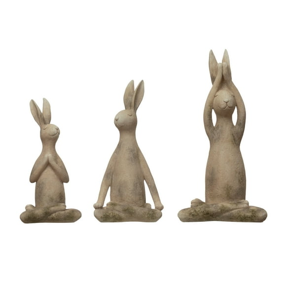Creative Co-Op Set of 3, 12"H Polyresin Yoga Rabbit