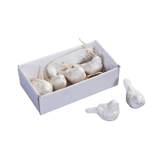 Creative Co-Op Set of 6 White Ceramic Birds