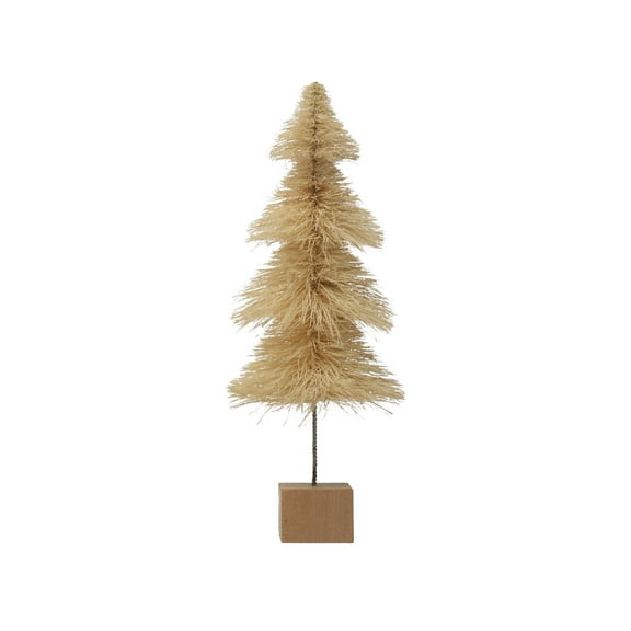Creative Co-Op Sisal Bottle Brush Tree with Wood Base, Cream