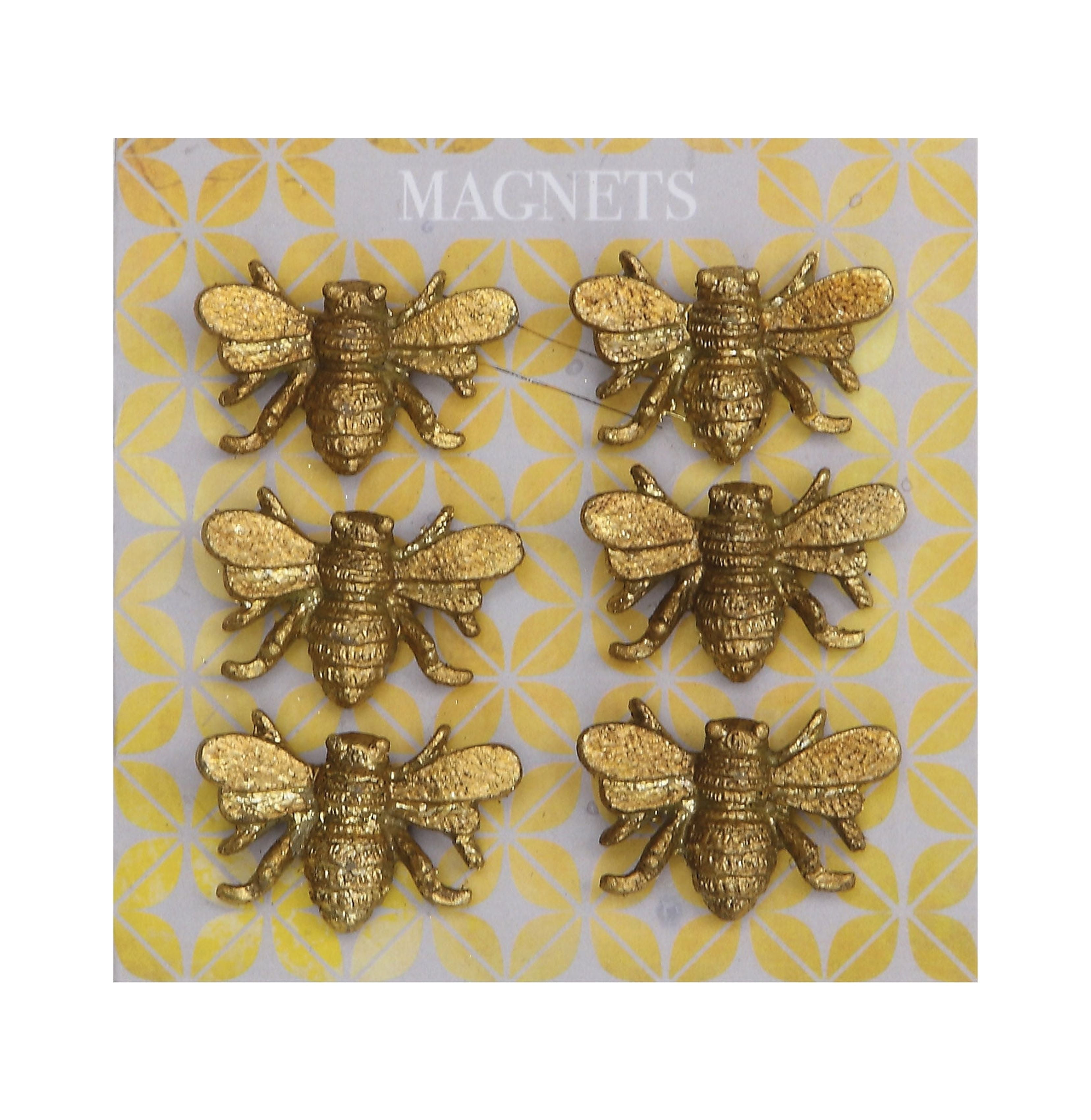 Gold Pewter Bee Magnets Set of 6 Pieces