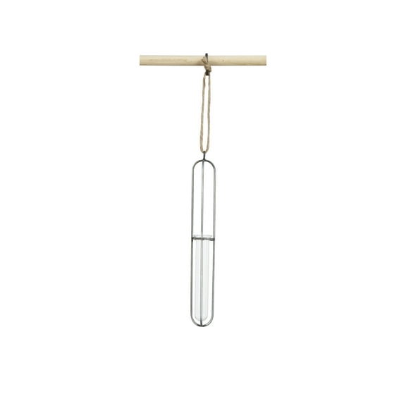 Creative Co-Op Small Hanging Metal & Glass Test Tube Vase