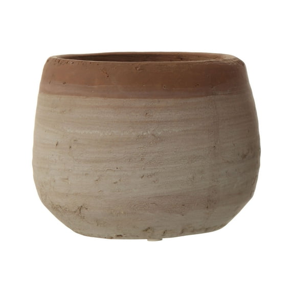 Creative Co-Op Small Orange & Whitewashed Terracotta Planter